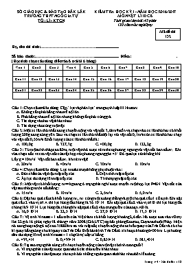 Đề kiểm tra học kì I Vật lí lớp 10 - Mã đề 134 - Năm học 2016-2017 - Sở GD & ĐT Vĩnh Phúc